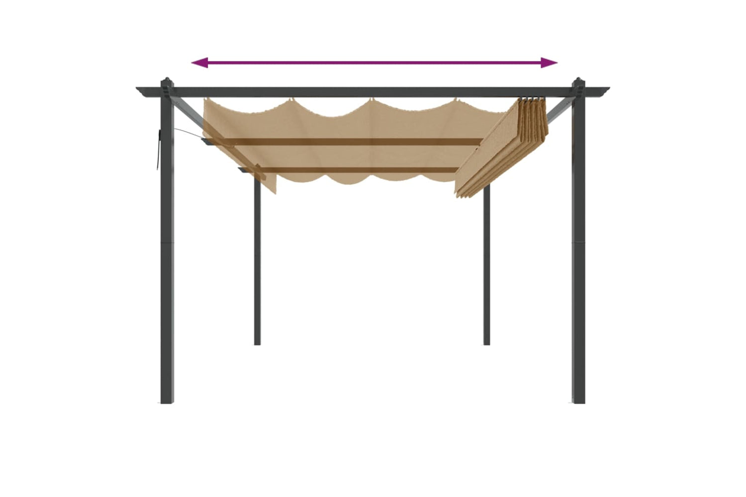 Vidaxl 318539 Garden Gazebo With Retractable Roof 4x3 M Taupe-4
