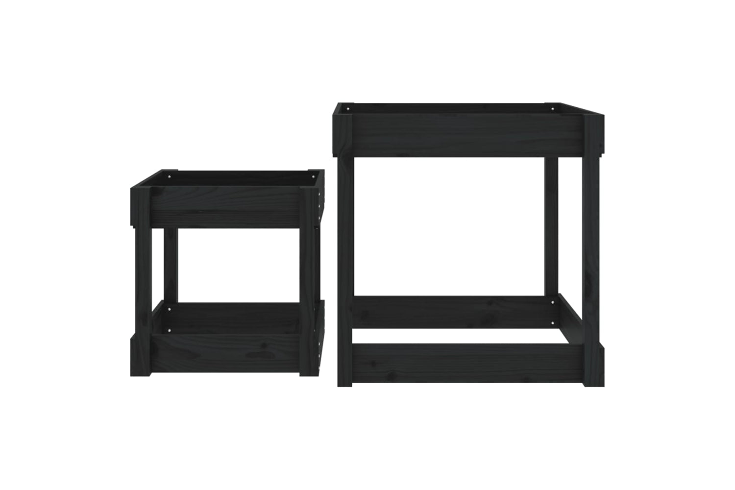 vidaXL 825055 Sand Tables 2 Pcs Black Solid Wood Pine-3
