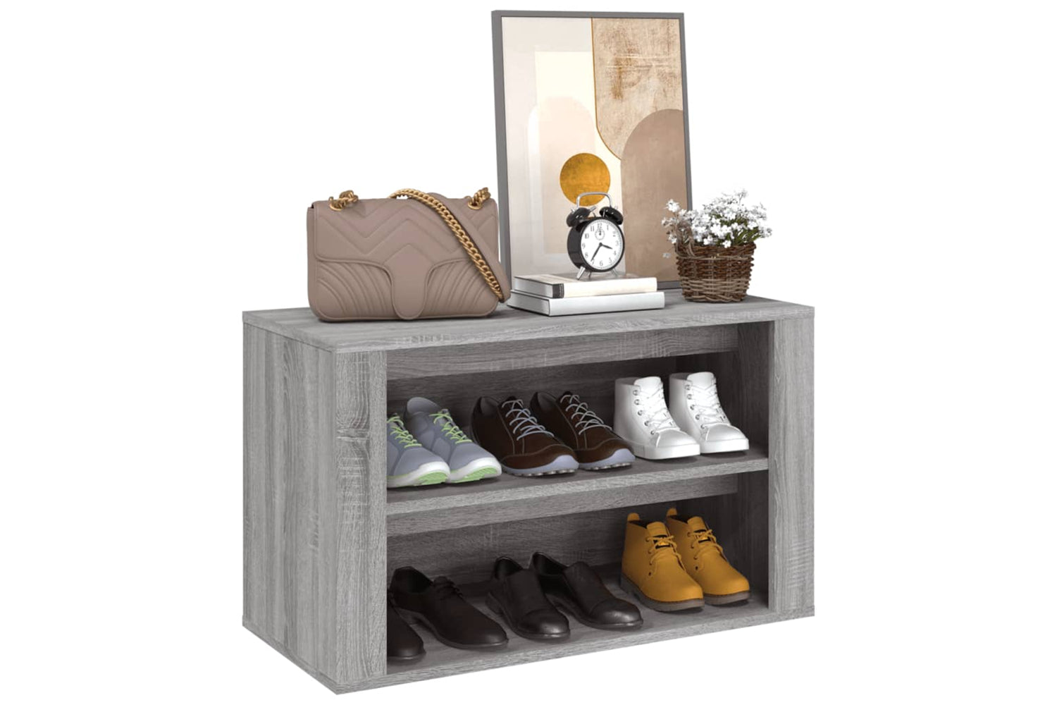 vidaXL 816902 Shoe Rack Grey Sonoma 75x35x45cm Engineered Wood-3