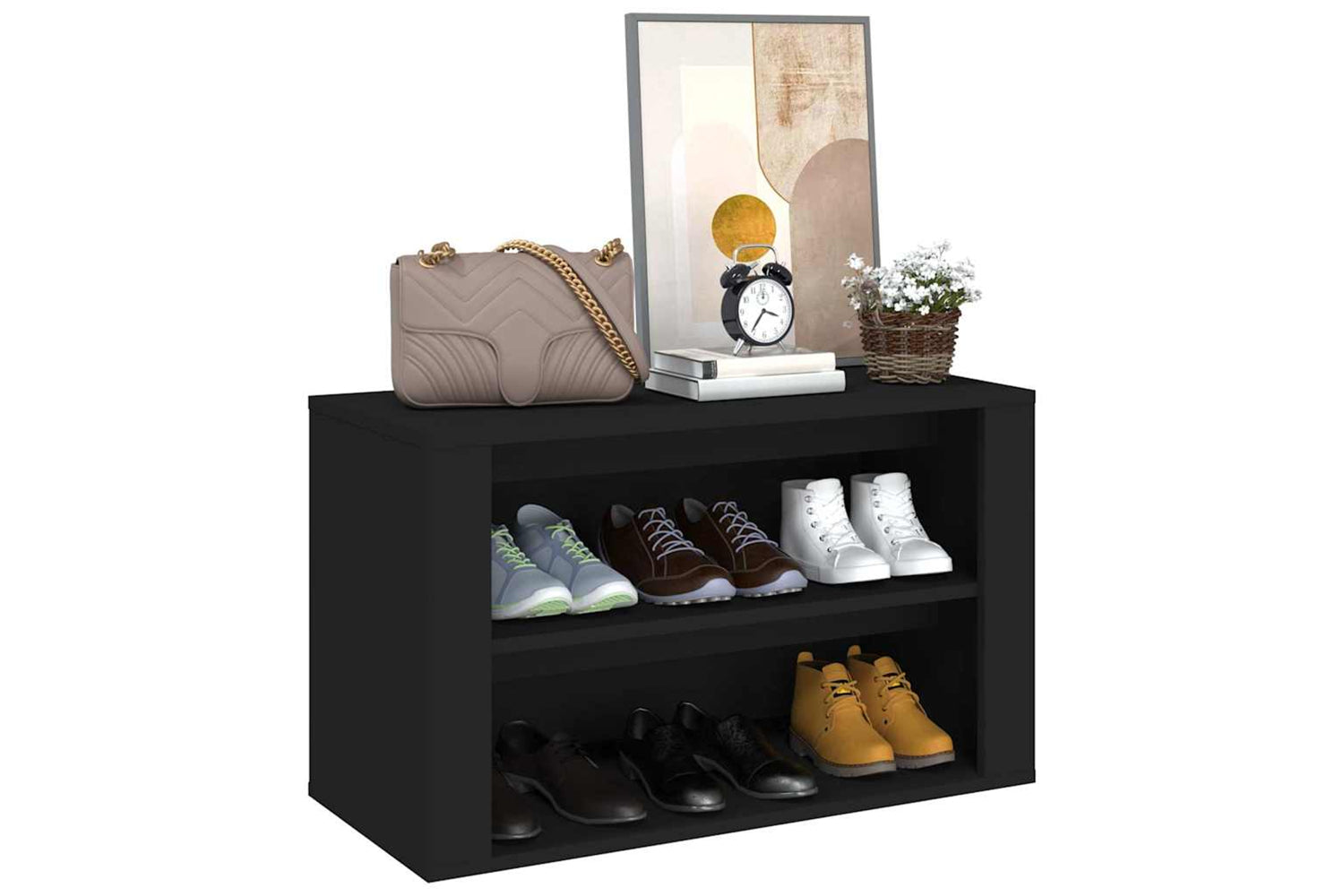 vidaXL 816897 Shoe Rack Black 75x35x45cm Engineered Wood-3