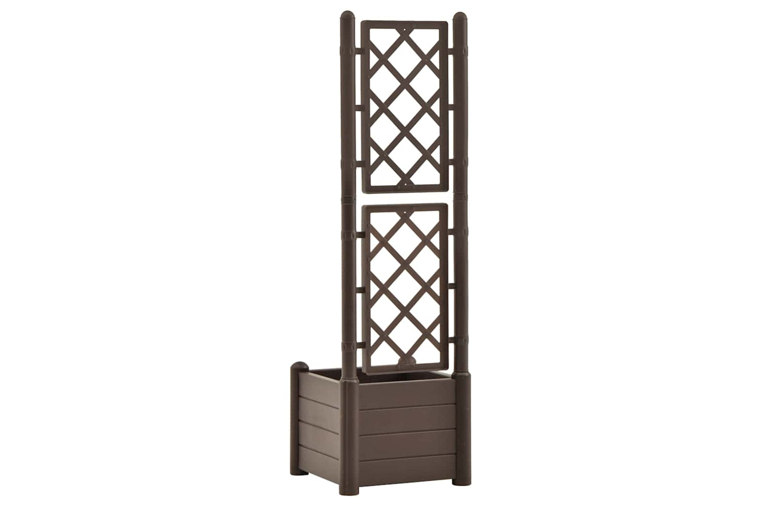 vidaXL 313980 Garden Planter With Trellis 43x43x142cm Pp Mocha-5