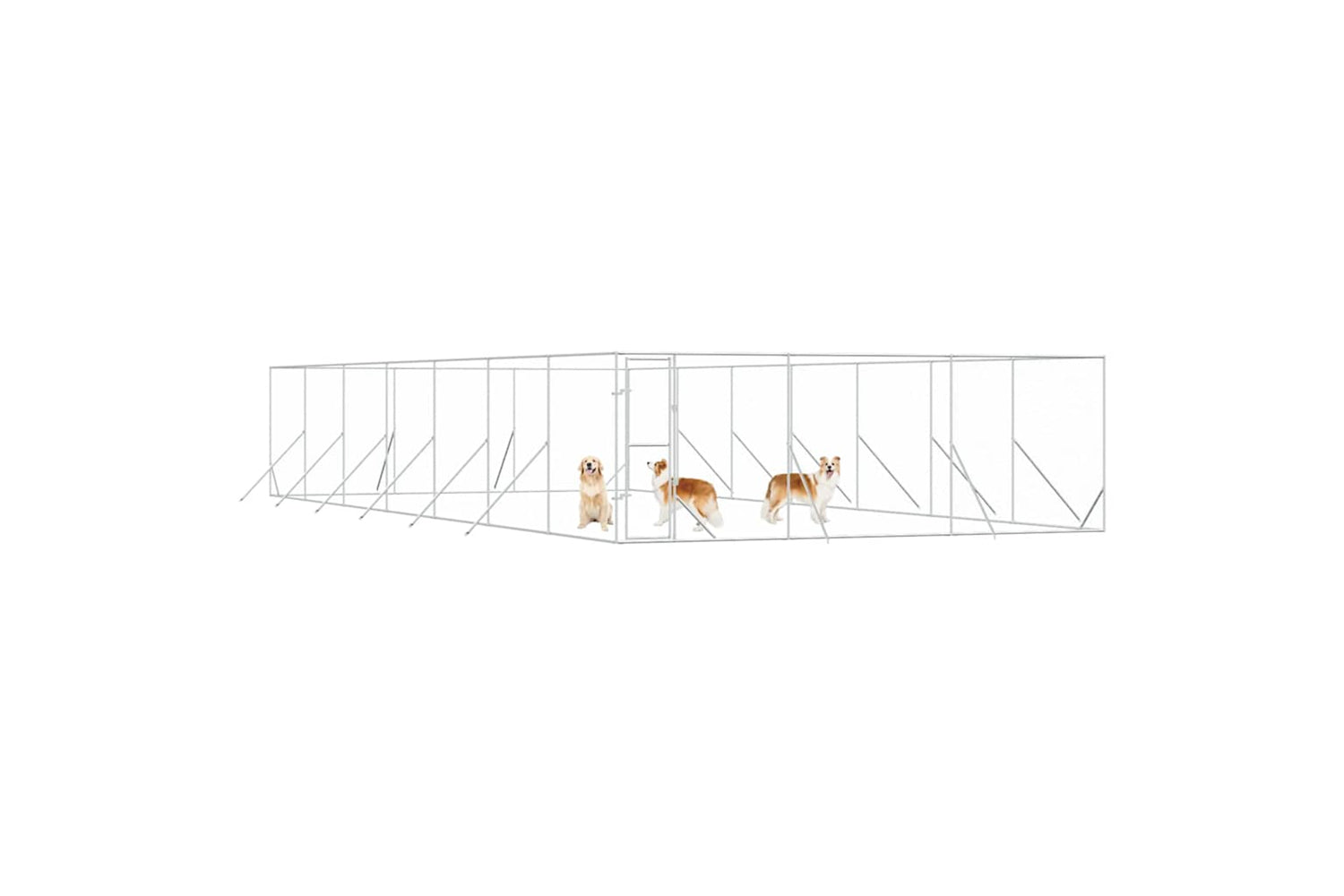 Vidaxl 3190462 Outdoor Dog Kennel Silver 6x14x2 M Galvanised Steel-3