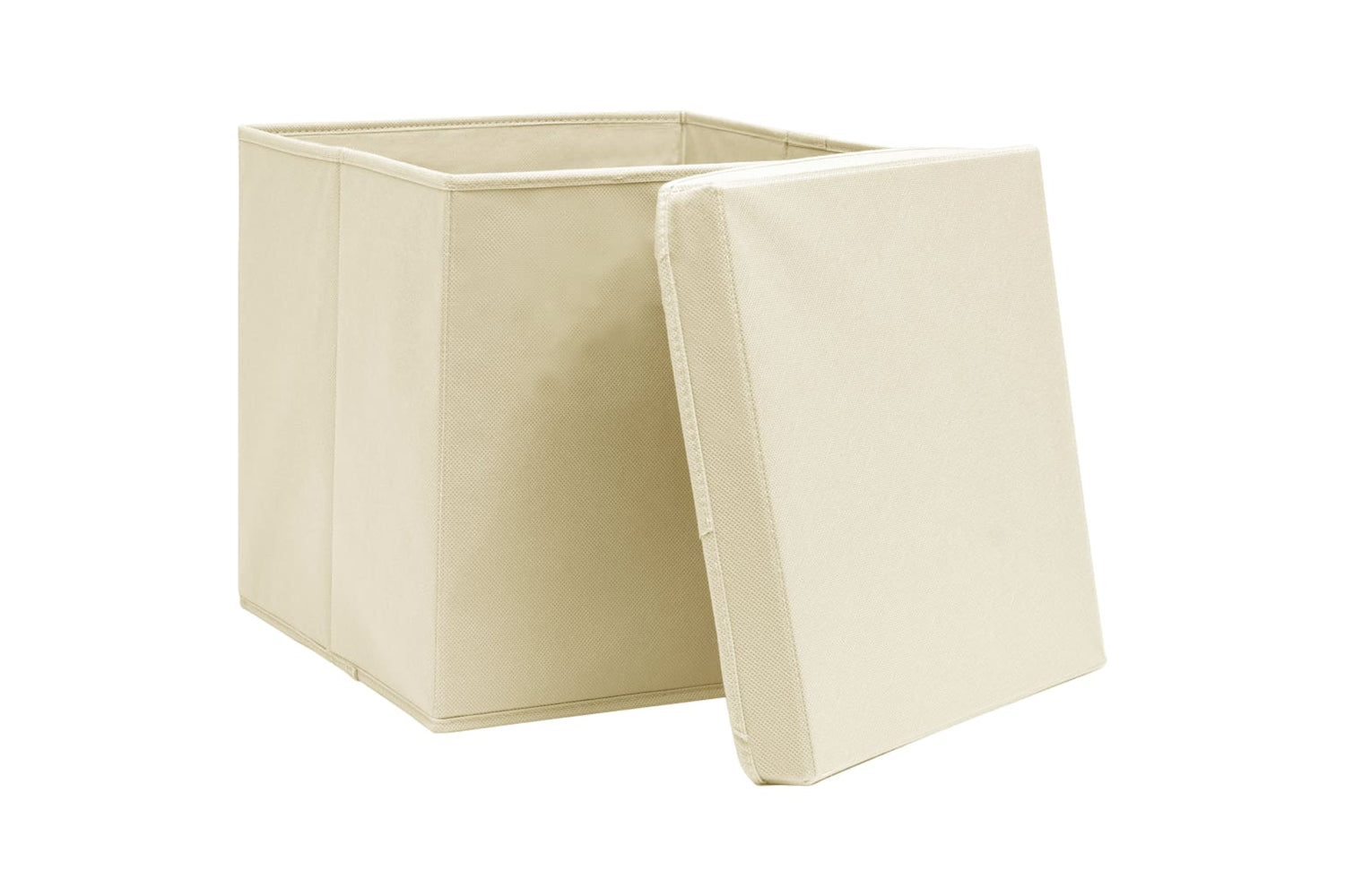 vidaXL 325218 Storage Boxes With Covers 10 Pcs 28x28x28cm Cream-3