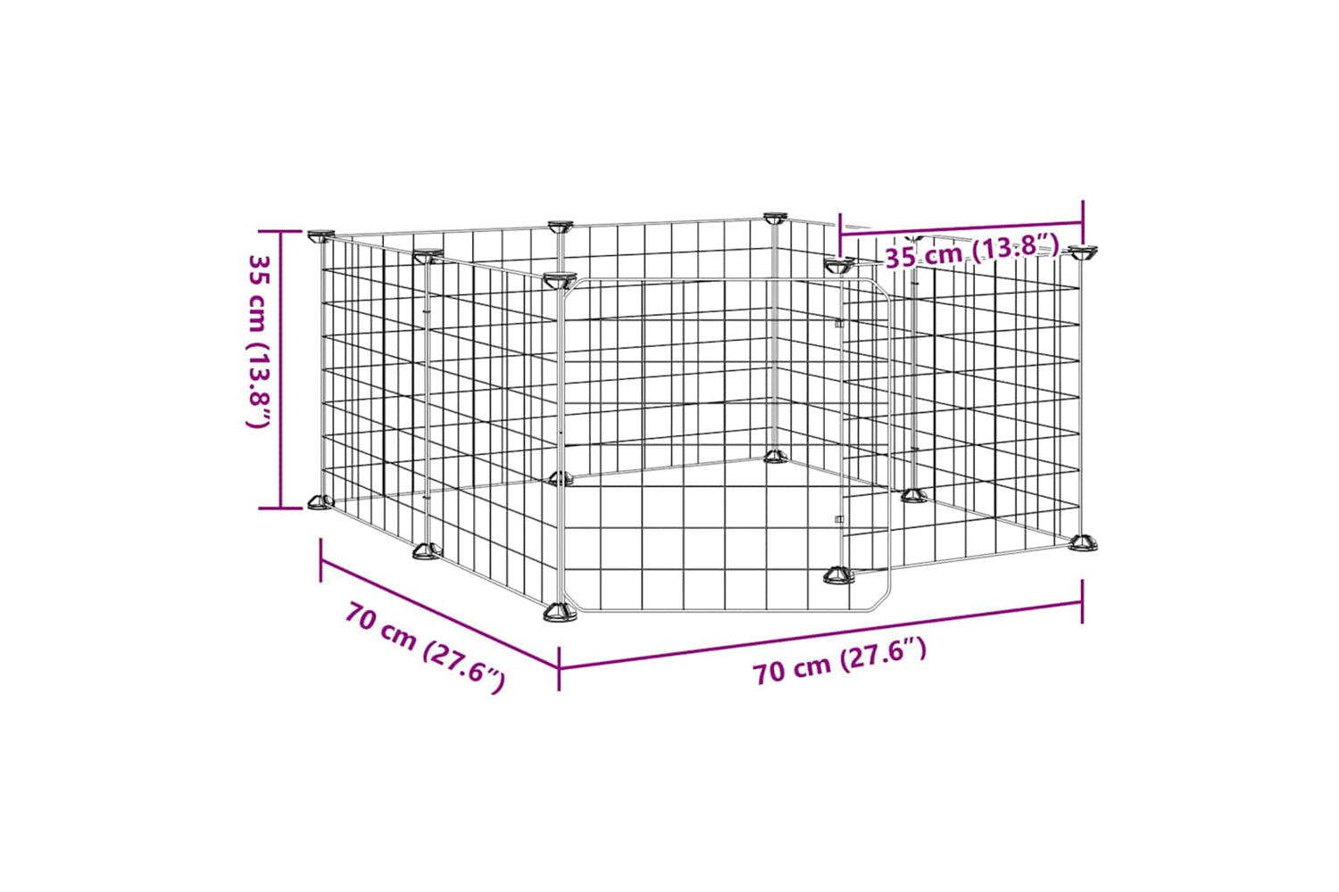 vidaXL 171622 8-panel Pet Cage With Door Black 35x35cm Steel-7