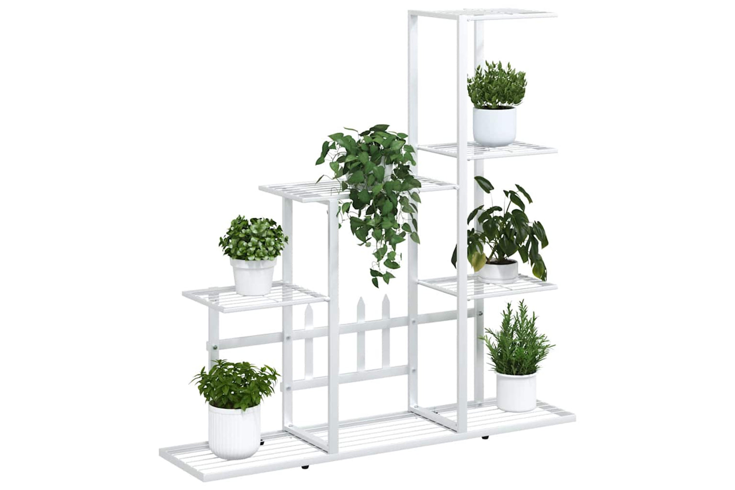 vidaXL 336113 Flower Stand 94.5x25x88cm White Metal-3