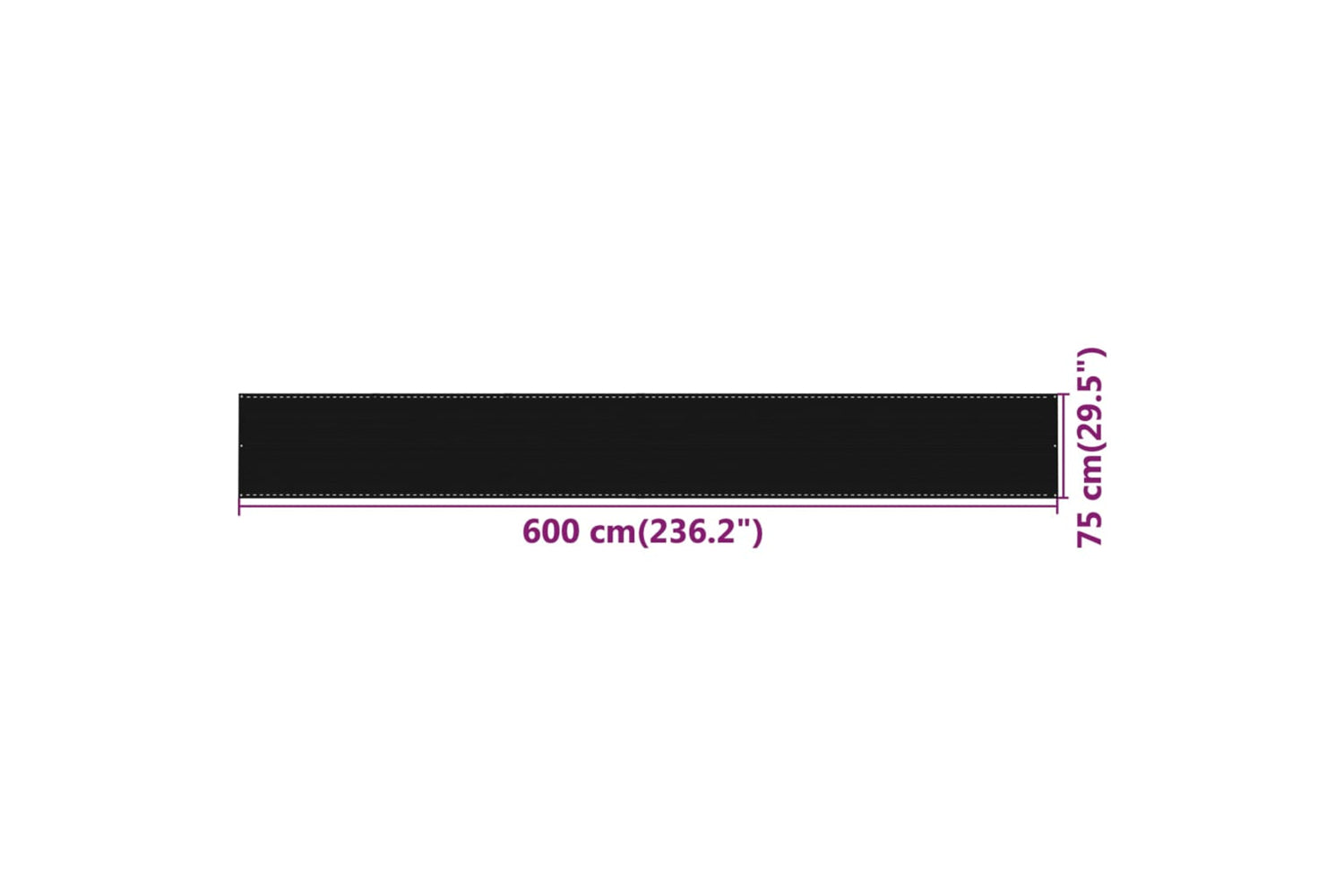 vidaXL 311031 Balcony Screen Black 75x600cm Hdpe-5