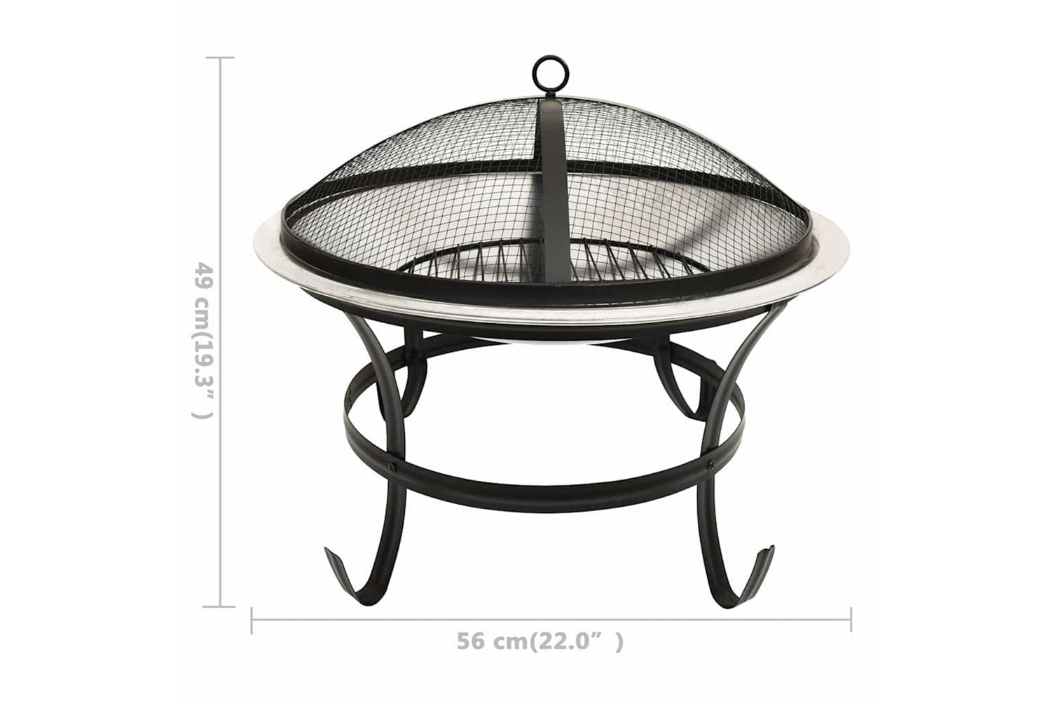 Vidaxl 2-in-1 Fire Pit And Bbq With Poker 56x56x49 Cm Stainless Steel-8