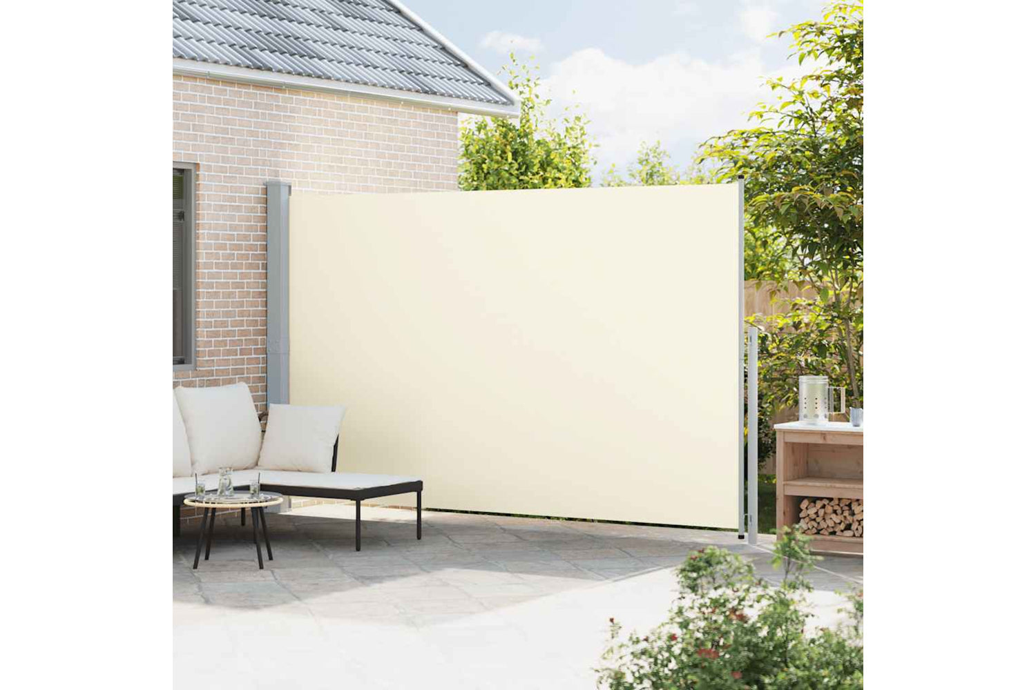 vidaXL 313430 Patio Retractable Side Awning 220x500cm Cream-2