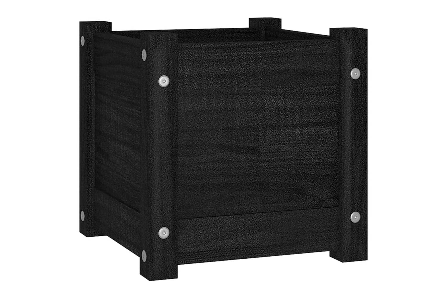 vidaXL 810531 Garden Planters 2 Pcs Black 31x31x31cm Solid Pinewood-3