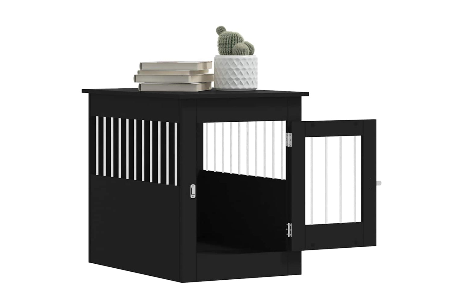 vidaXL 838324 Dog Crate Furniture Black 55x80x68cm Engineered Wood-4