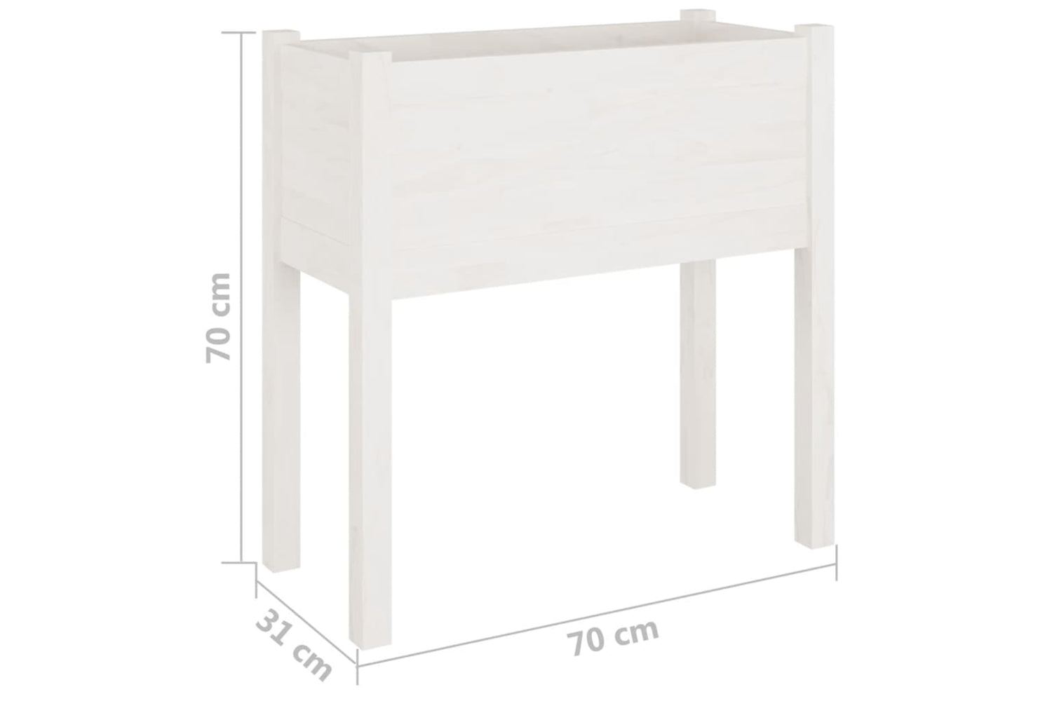 vidaXL 810821 Garden Planter White 70x31x70cm Solid Pinewood-7