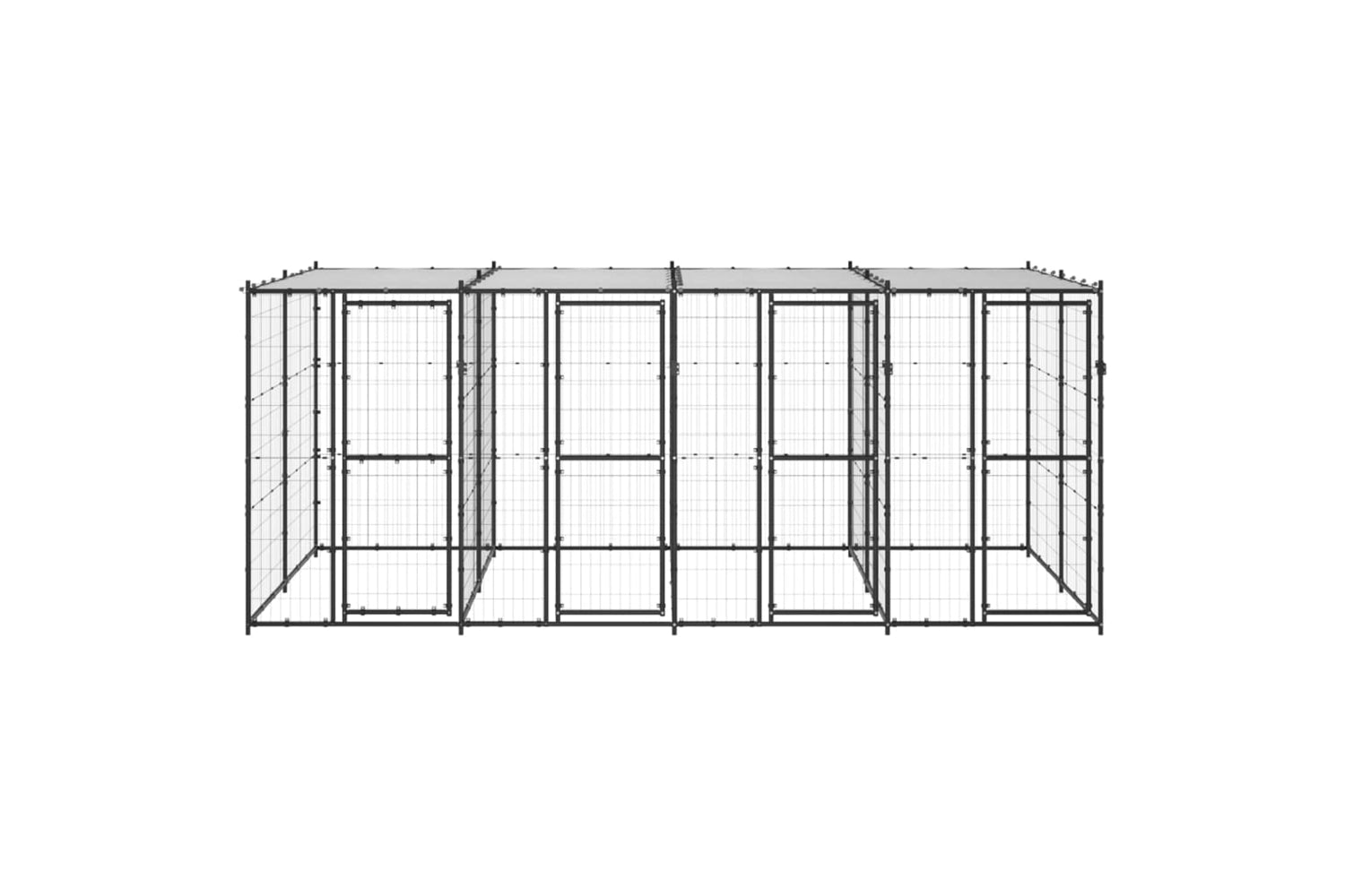 Vidaxl 3082251 Outdoor Dog Kennel Steel With Roof 9.68 M2-2