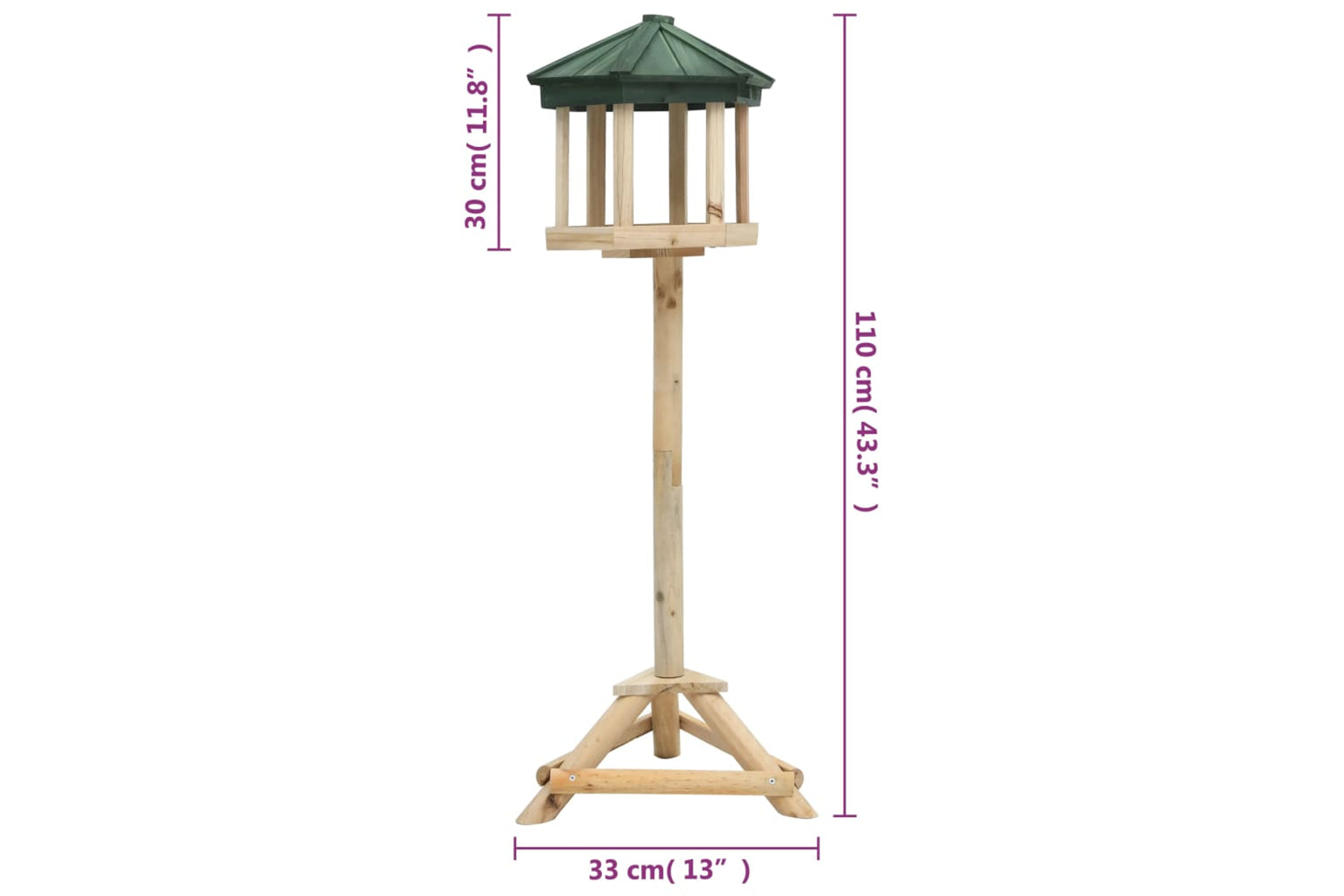 vidaXL Standing Bird Feeder Solid Firwood 33x110cm-7