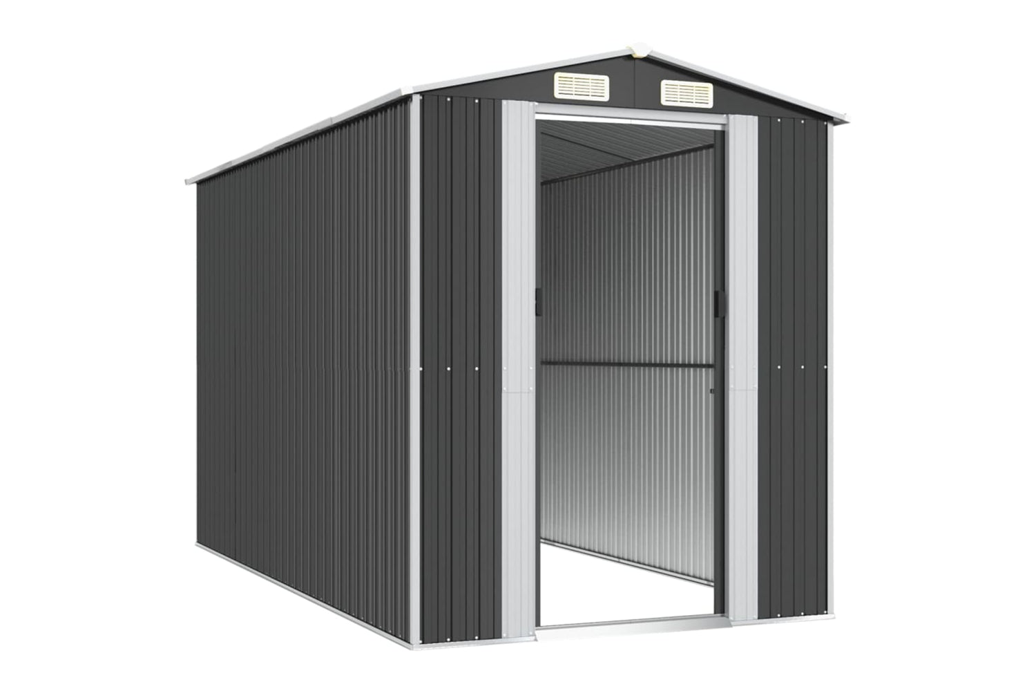 vidaXL 3147451 Garden Shed Anthracite 192x357x223cm Galvanised Steel-3