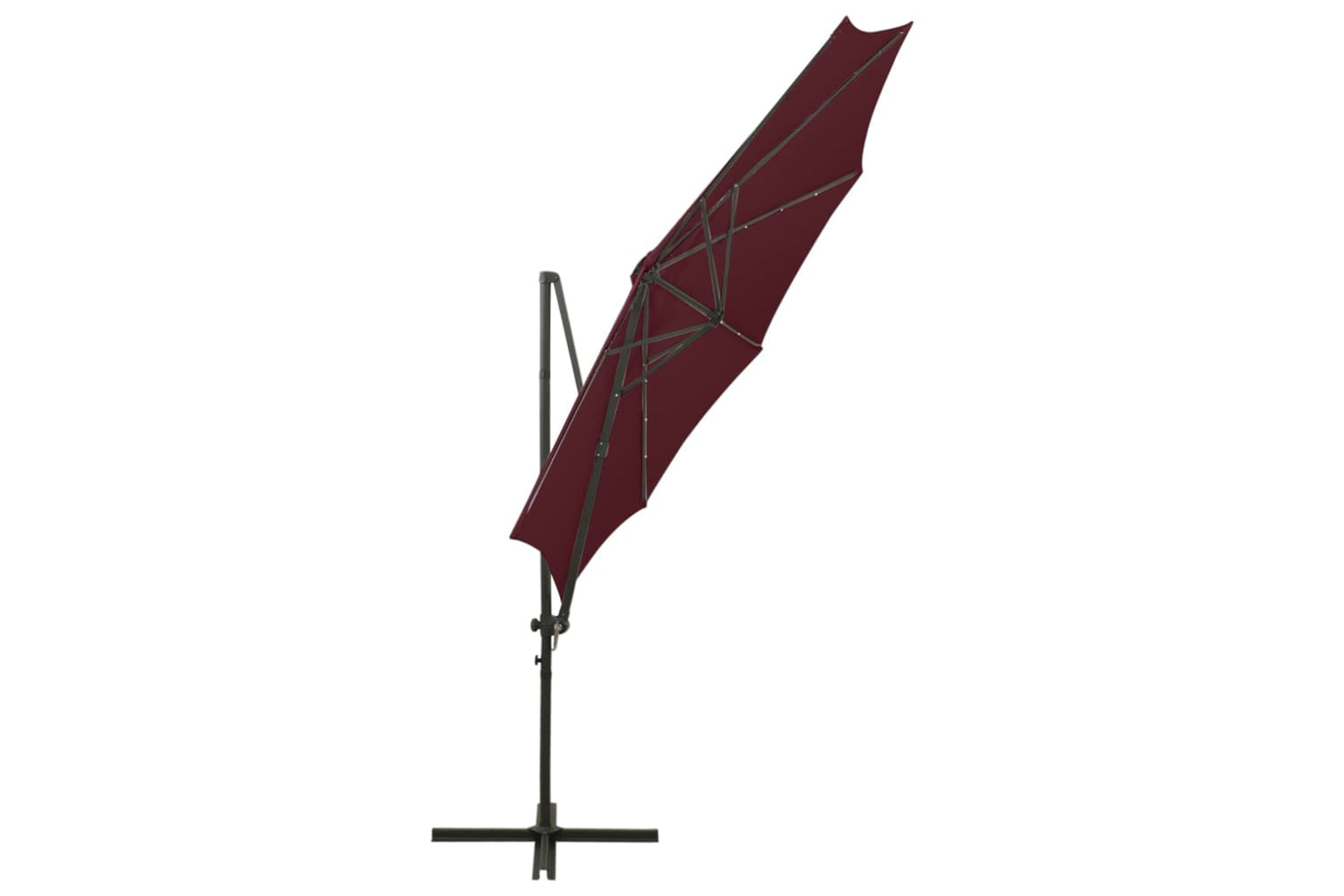 Vidaxl 312342 Cantilever Umbrella With Pole And Led Lights Bordeaux Red 300 Cm-7