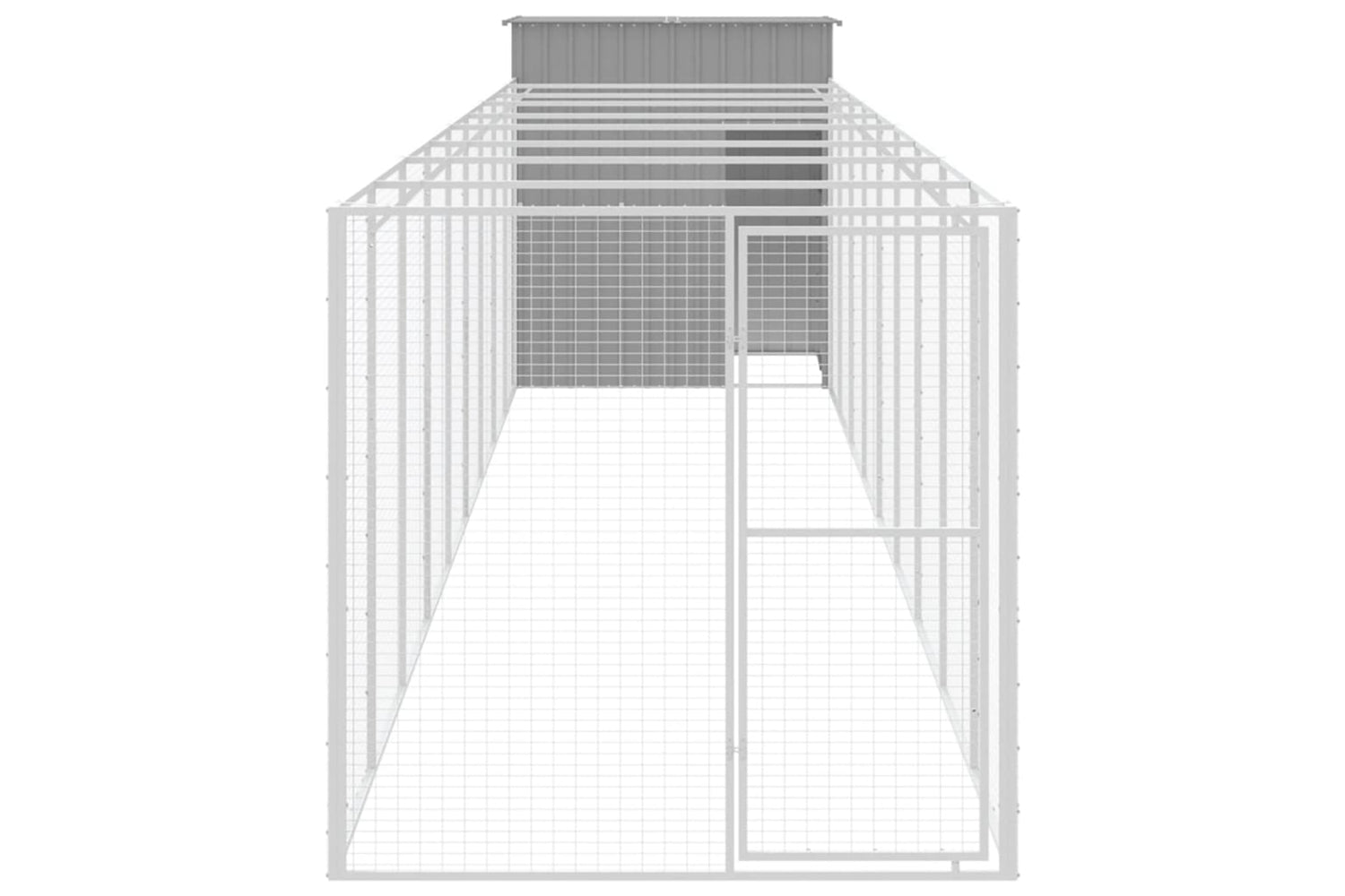 vidaXL 3189107 Dog House With Run Light Grey 165x1067x181cm Galvanised Steel-2