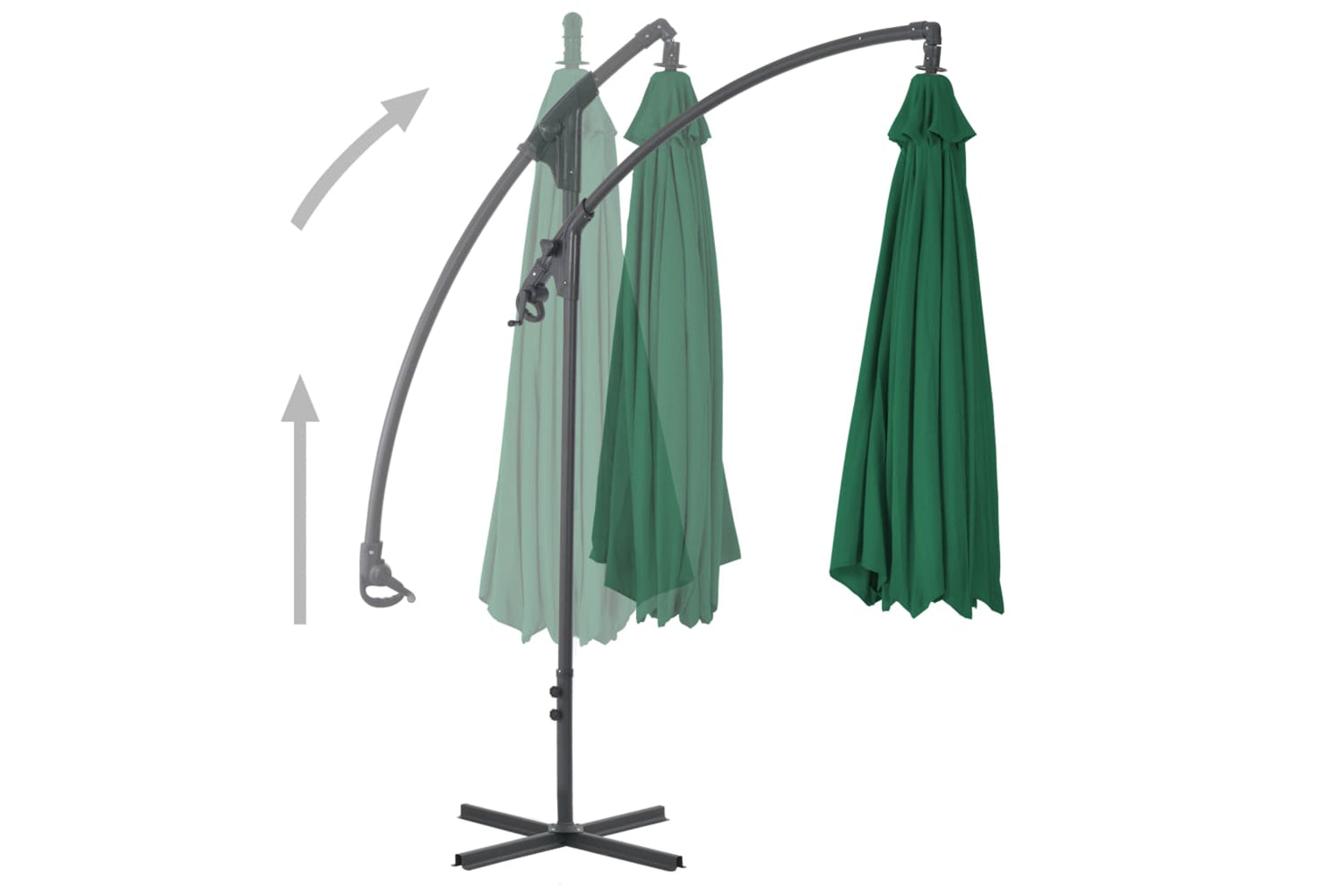 vidaXL 44877 Cantilever Umbrella With Steel Pole 250x250cm Green-3