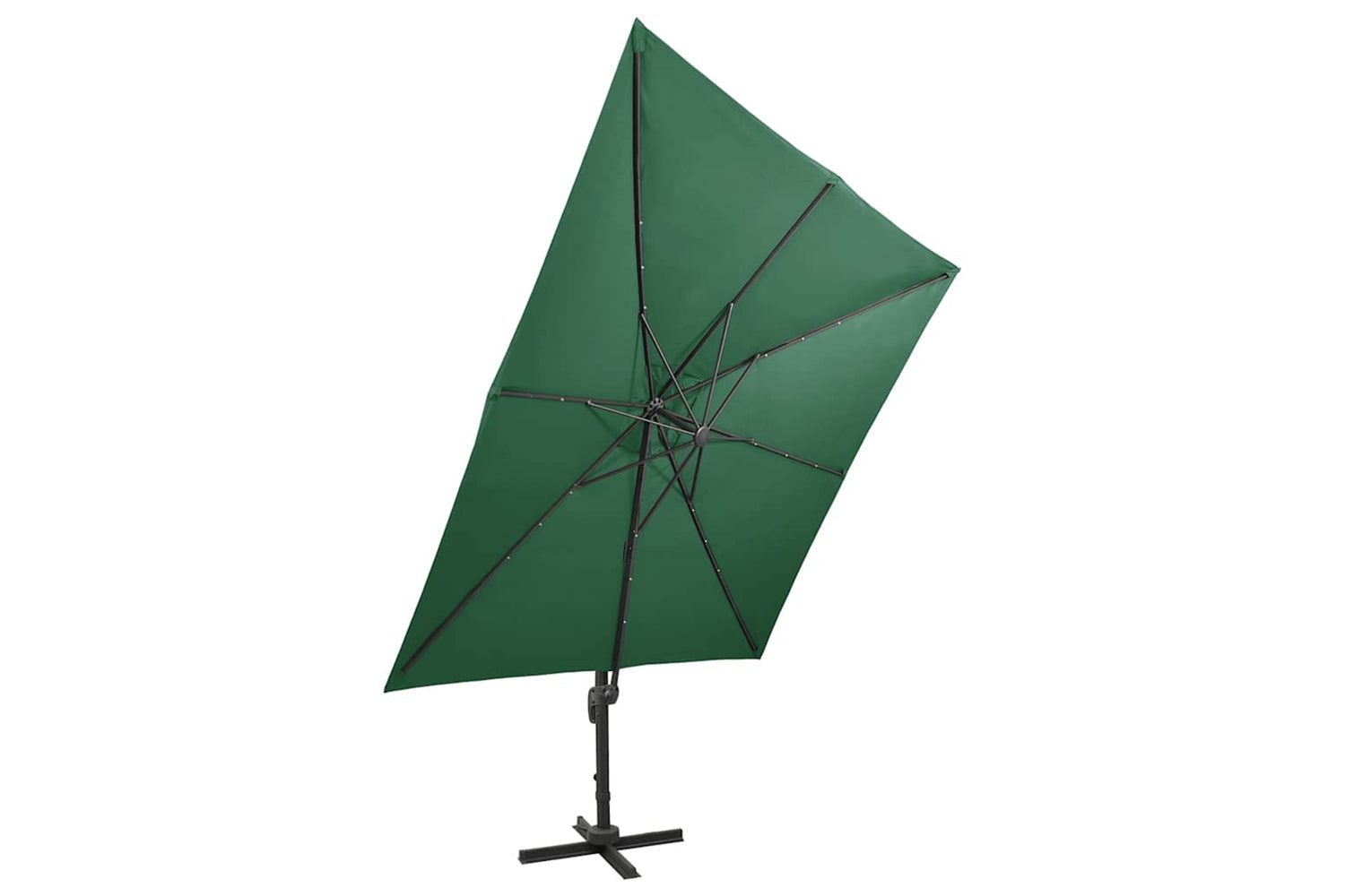 Vidaxl Cantilever Umbrella With Pole And Led Lights Green 300 Cm-7