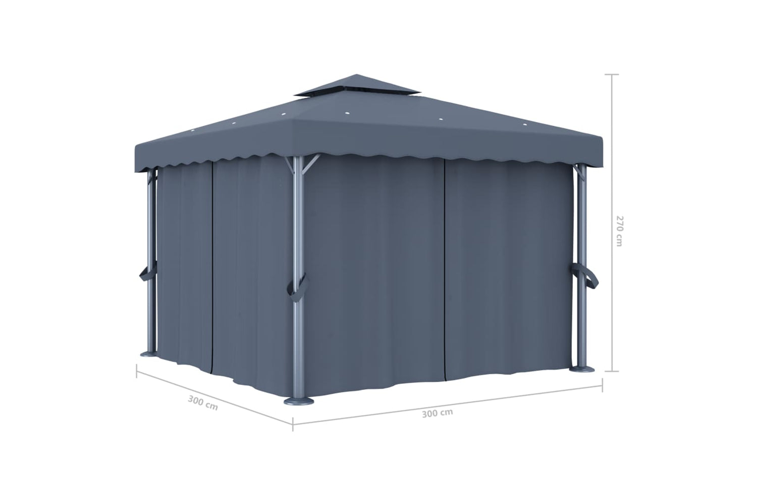 Vidaxl 3053378 Gazebo With Curtain 3x3 M Anthracite Aluminium-6