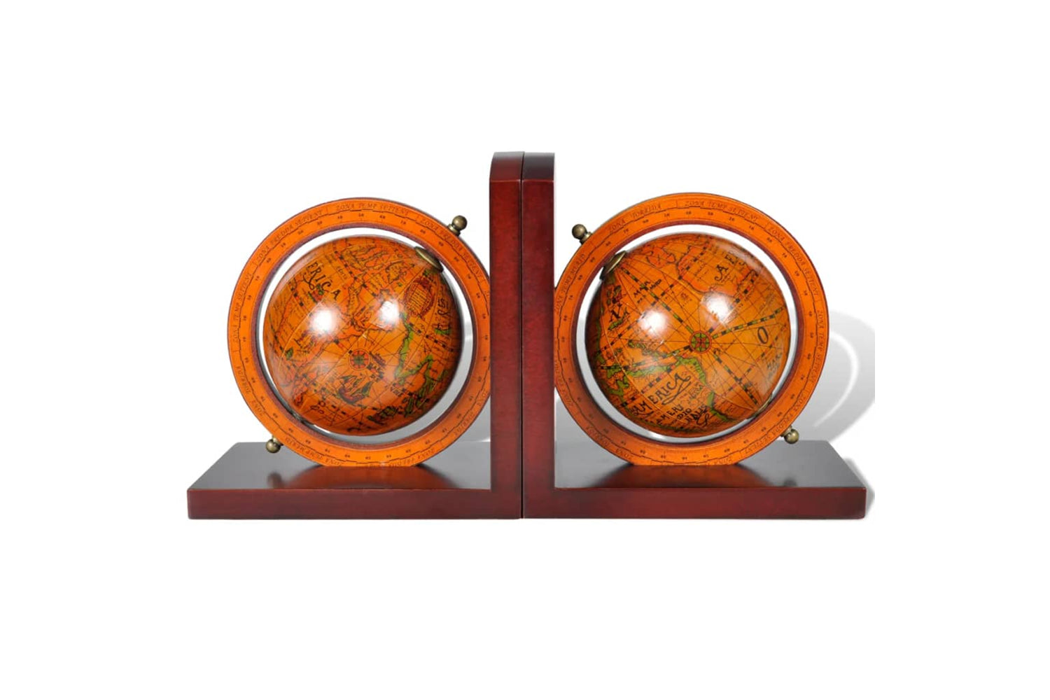 Vidaxl 240729 Bookstand World Map Globe Bookend Classic A Pair-2