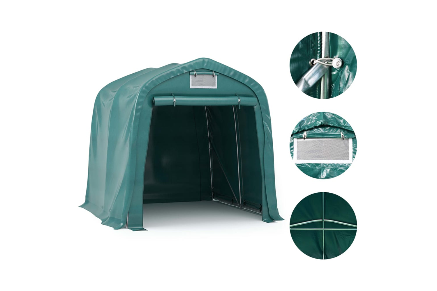 Vidaxl 3056431 Garage Tent Pvc 2.4x2.4 M Green-4