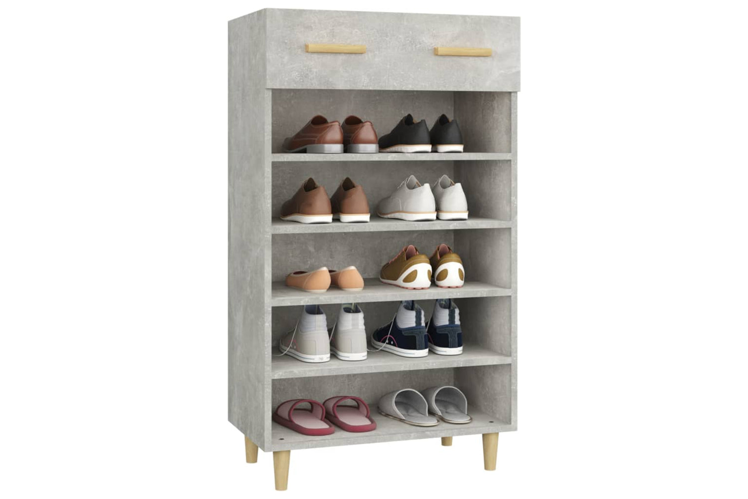 vidaXL 812784 Shoe Cabinet Concrete Grey 60x35x105cm Engineered Wood-3