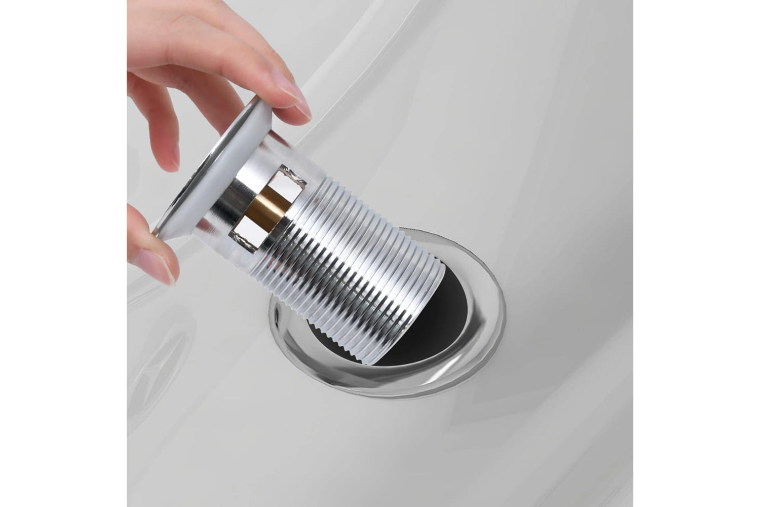 vidaXL 149064 Push Drain Without Overflow Function Silver 6.4x6.4x9.1cm-6