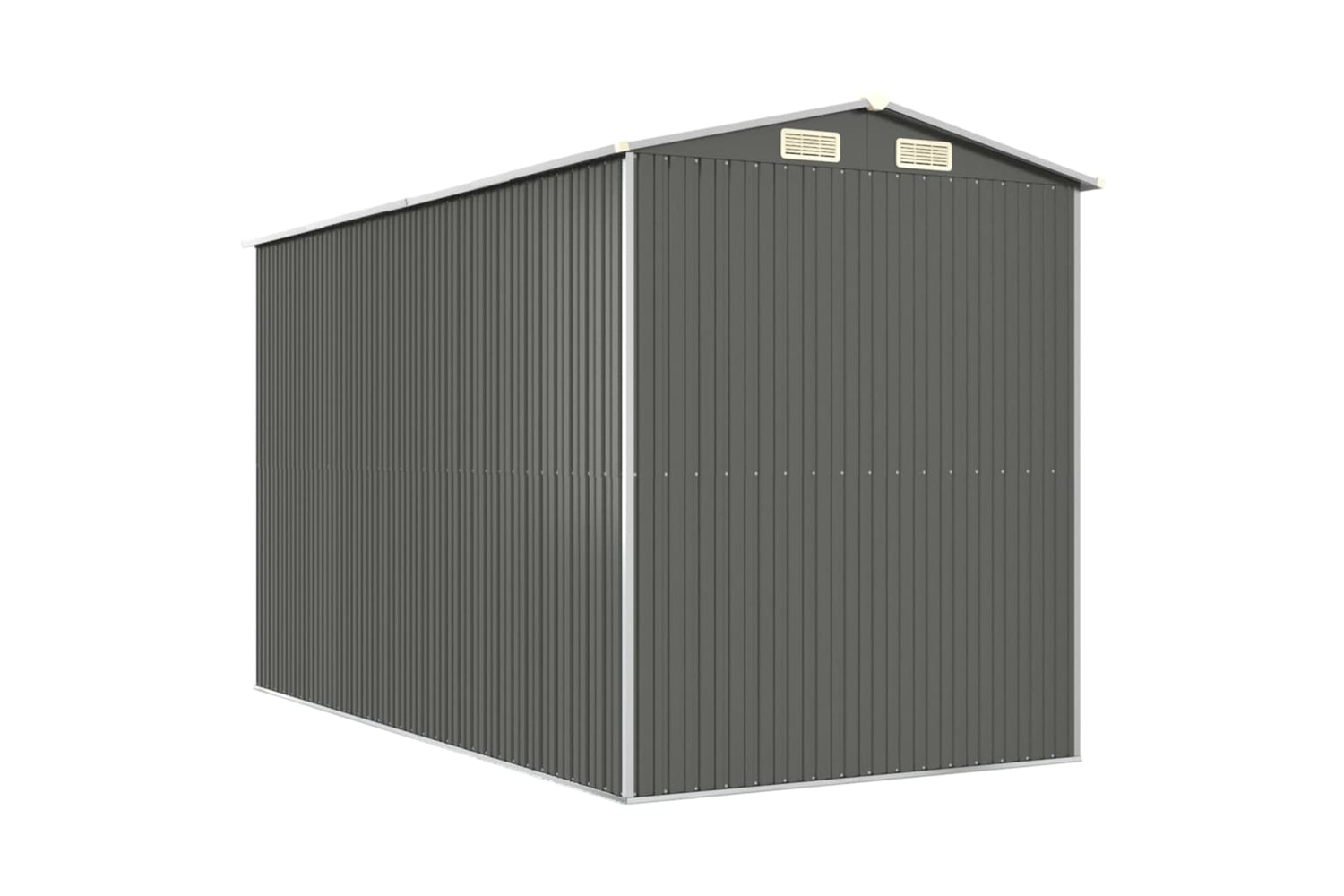 vidaXL 3147440 Garden Shed Light Grey 192x357x223cm Galvanised Steel-5