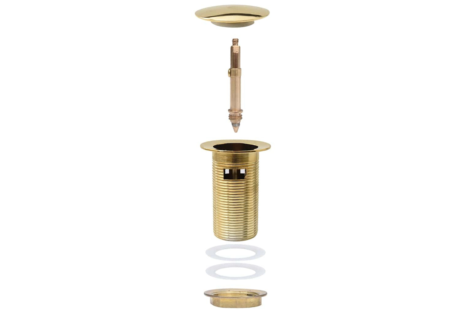 vidaXL 149057 Push Drain With Overflow Function Gold 6.4x6.4x9.1cm-7