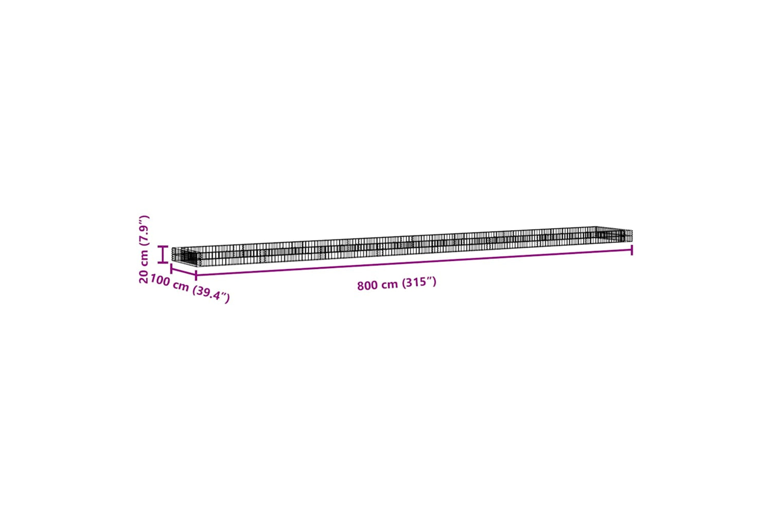 vidaXL 151317 Gabion Raised Bed Galvanised Steel 800x100x20cm-9