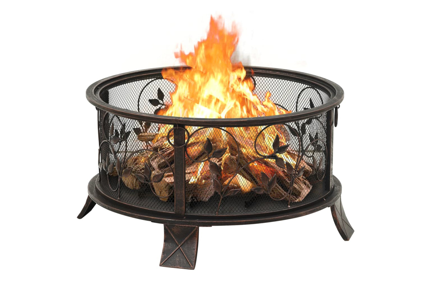 vidaXL 311891 Rustic Fire Pit With Poker 67.5cm Xxl Steel-4