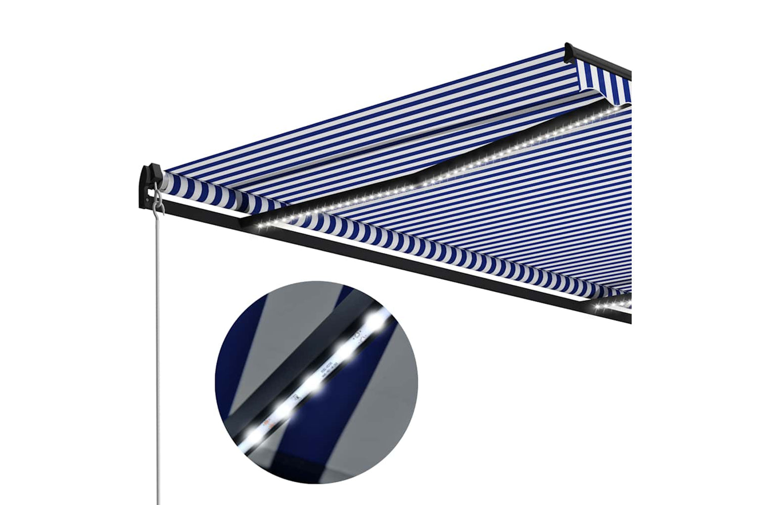 Vidaxl Manual Retractable Awning With Led 300x250 Cm Blue And White-5