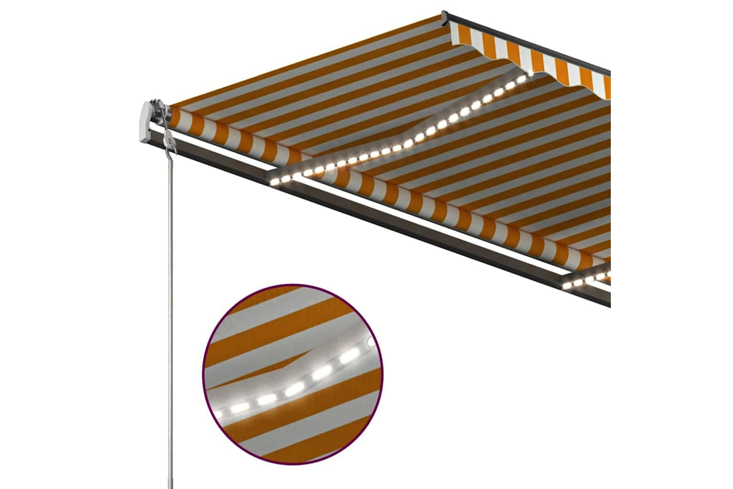 Vidaxl Manual Retractable Awning With Led 3.5x2.5 M Yellow And White-6