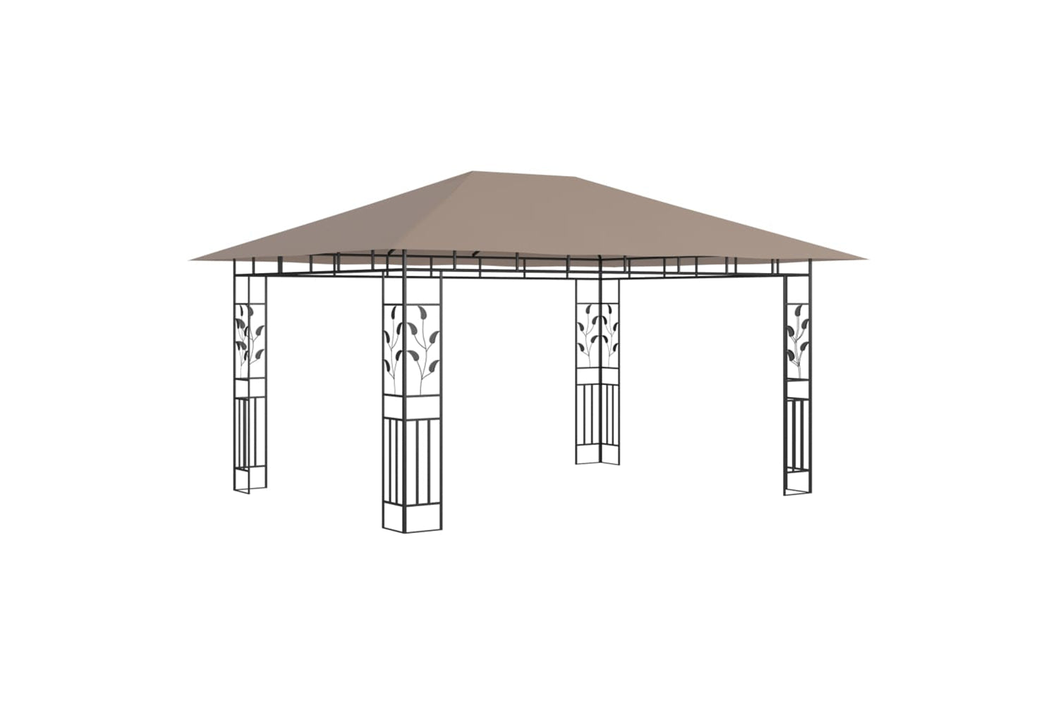 Vidaxl 3070319 Gazebo With Mosquito Net&led String Lights 4x3x2.73 M Taupe-4