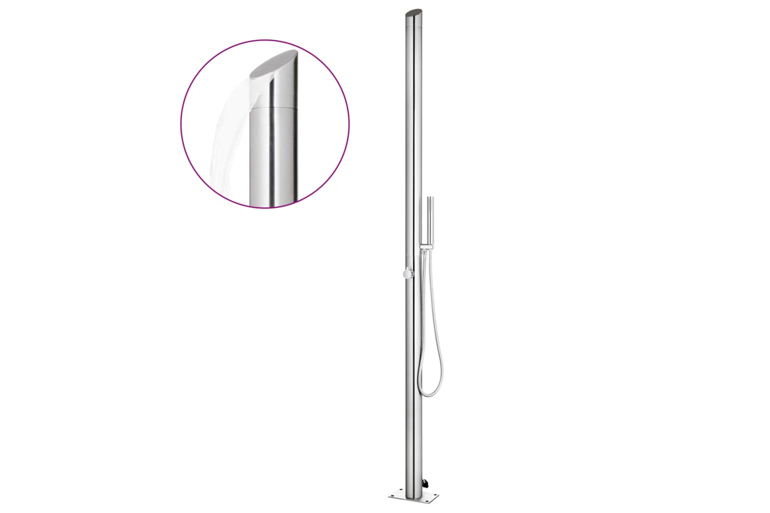vidaXL 3070785 Garden Shower With Grey Base 225cm Stainless Steel-3