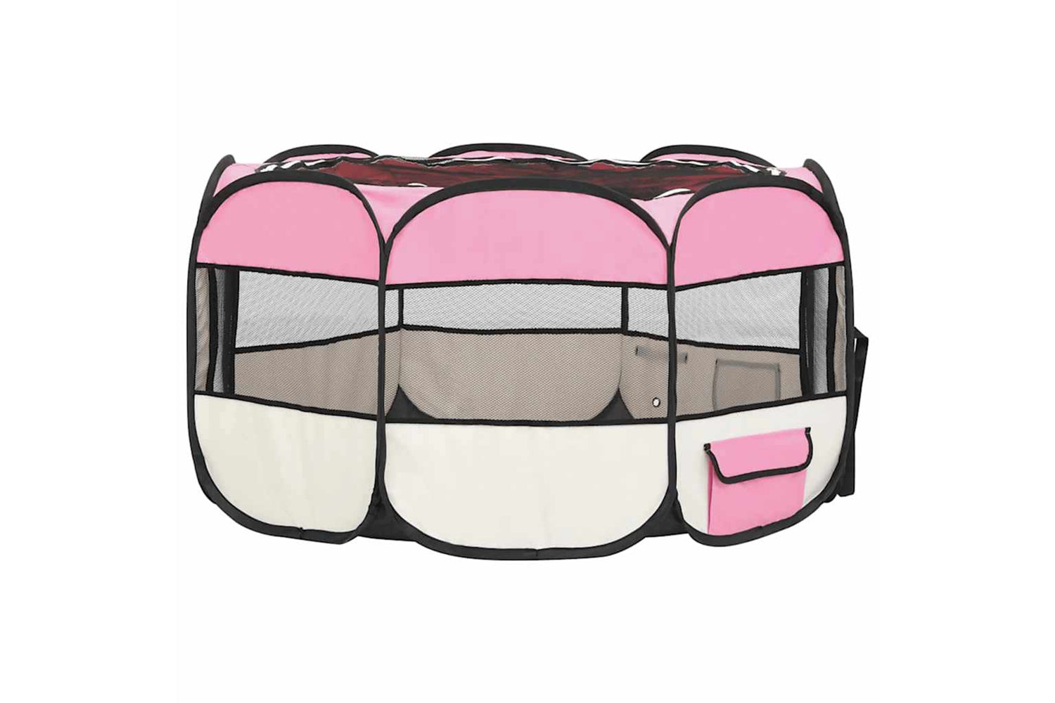 Vidaxl Foldable Dog Playpen With Carrying Bag Pink 125x125x61 Cm-3