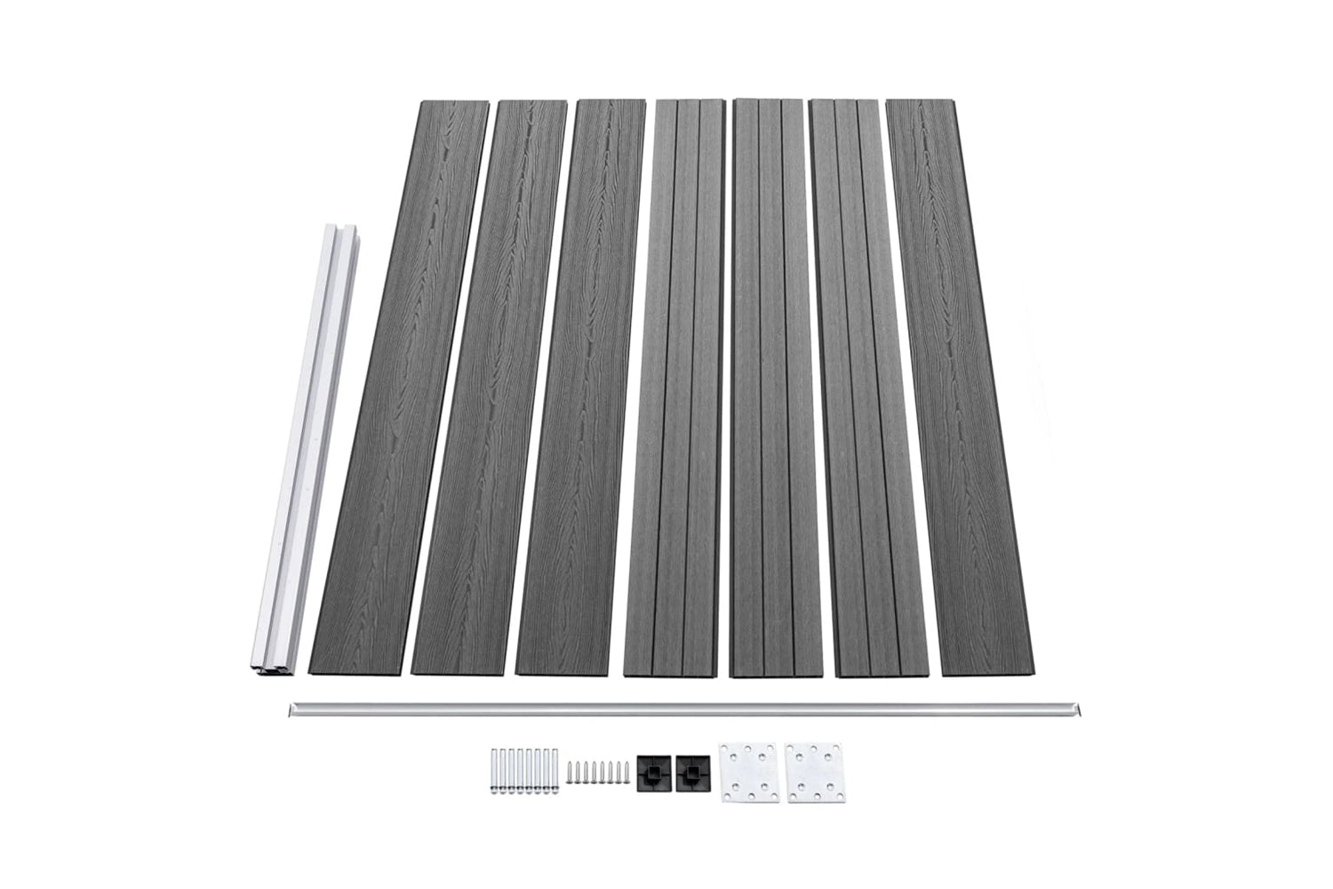 Vidaxl 3070455 Fence Panel Set Wpc 353x146 Cm Grey-5