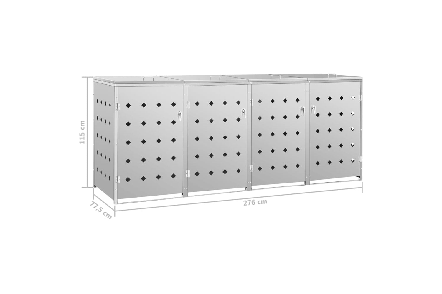 Vidaxl 145382 Quadruple Wheelie Bin Shed 240 L Stainless Steel-8