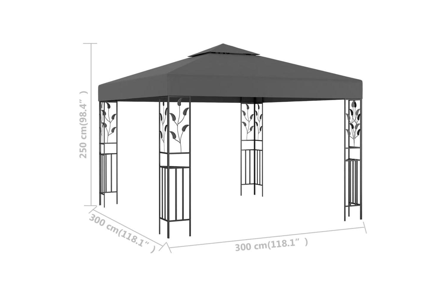 Vidaxl 47946 Gazebo 3x3 M Anthracite-5