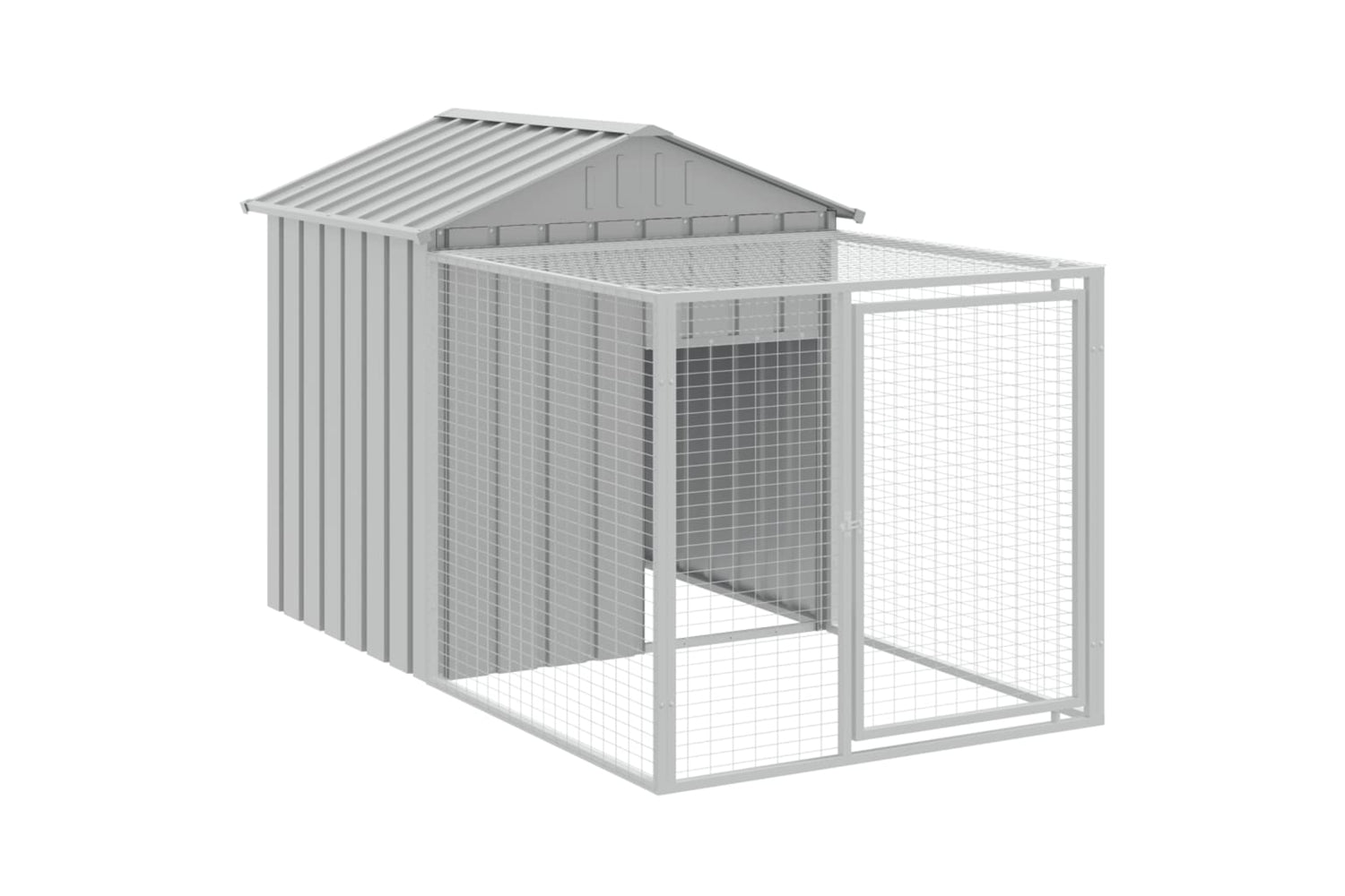 vidaXL 3189075 Chicken Cage With Run Light Grey 117x609x123cm Galvanised Steel-5