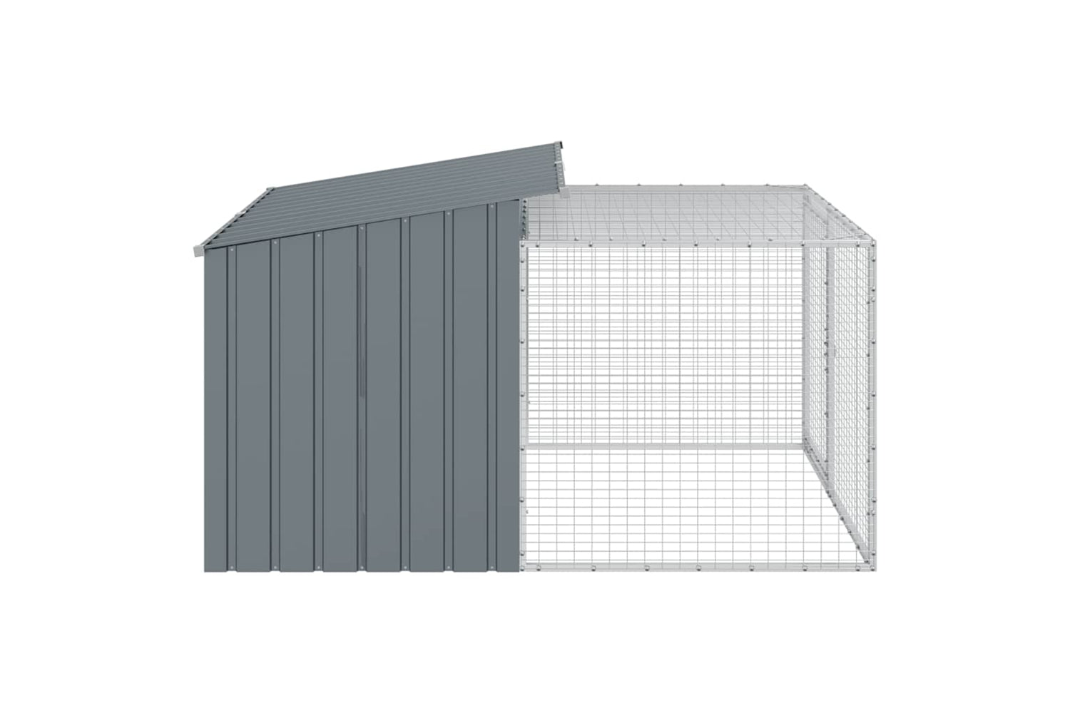 Vidaxl Dog House With Run Anthracite 153x194x110 Cm Galvanised Steel-5