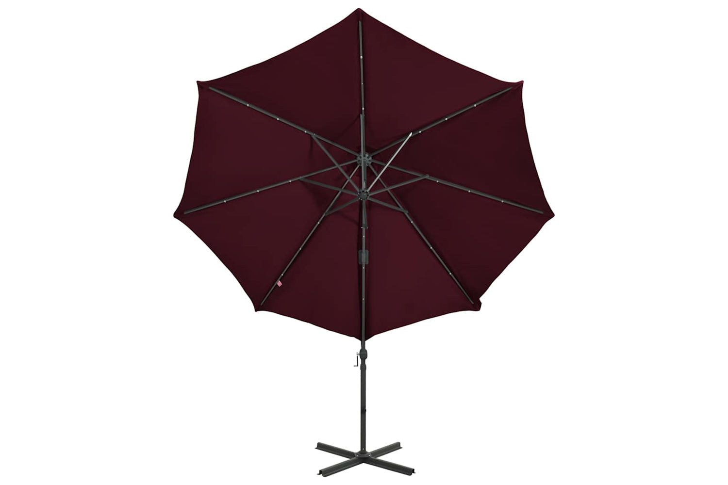 Vidaxl 312334 Cantilever Umbrella With Pole And Led Lights Bordeaux Red 300cm-7