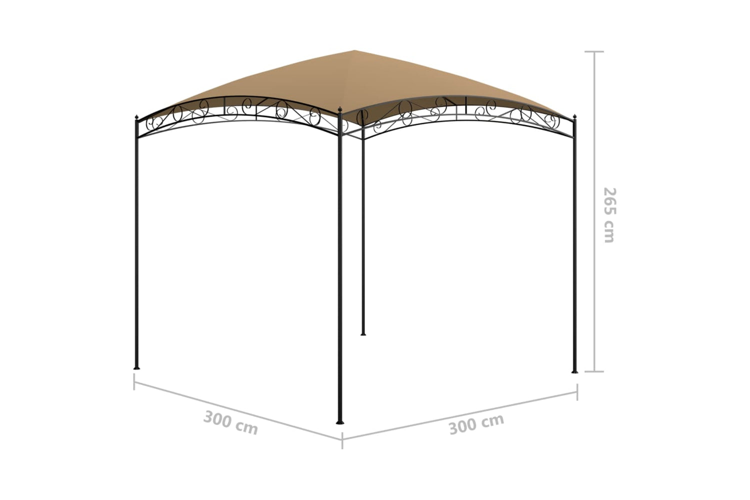 Vidaxl 313907 Gazebo 3x3x2.65 M Taupe 180 G/mâ²-5