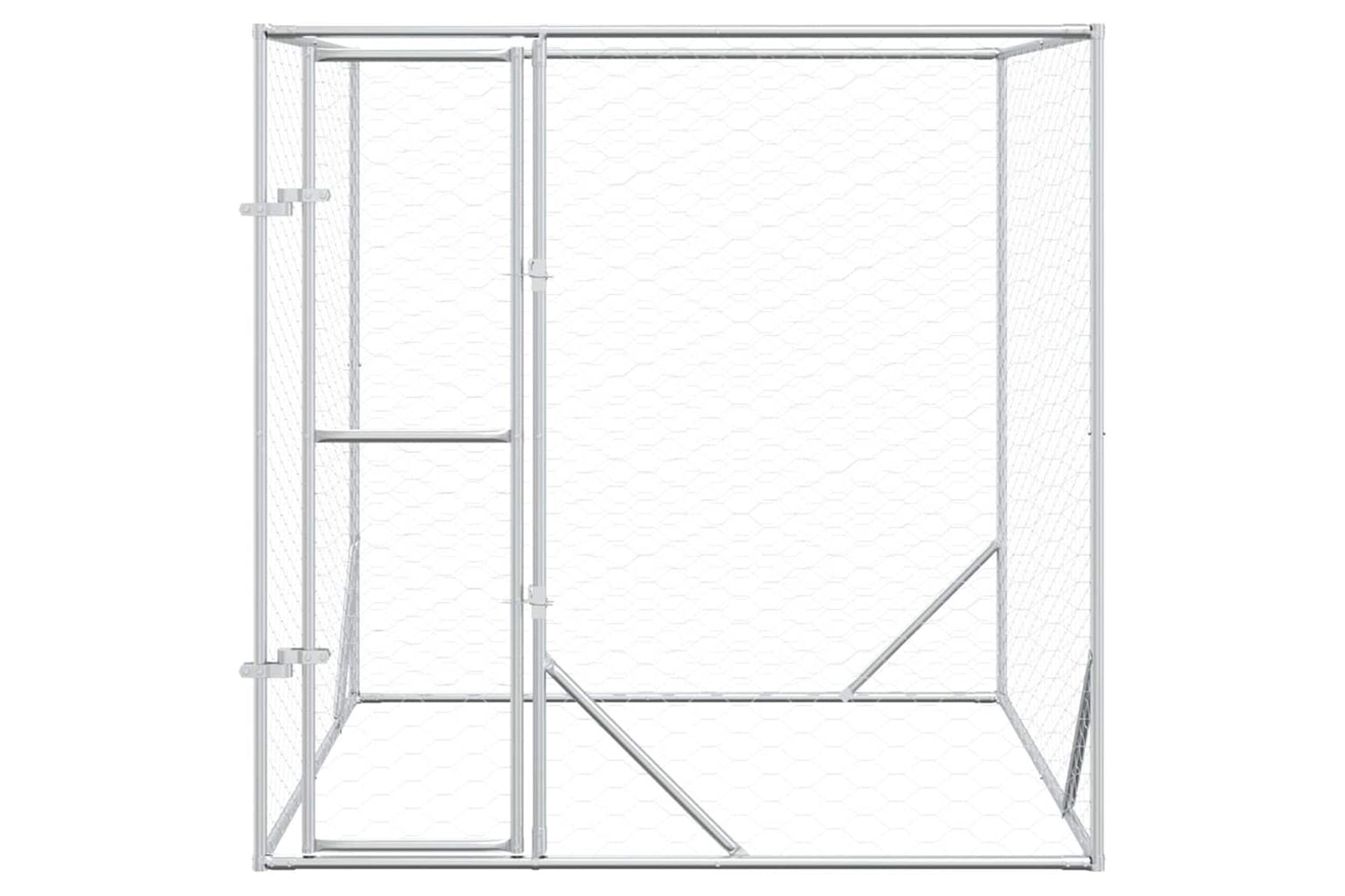 Vidaxl Outdoor Dog Kennel Silver 2x2x2 M Galvanised Steel-3