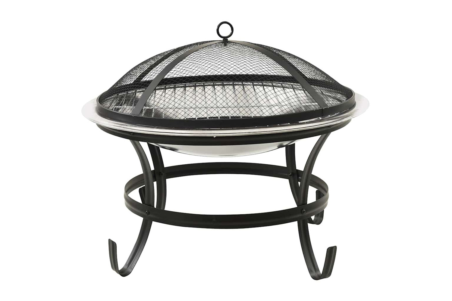 Vidaxl 2-in-1 Fire Pit And Bbq With Poker 56x56x49 Cm Stainless Steel-4
