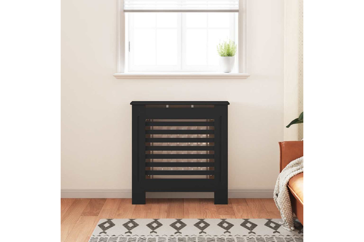 vidaXL Mdf Radiator Cover Black 78cm-2