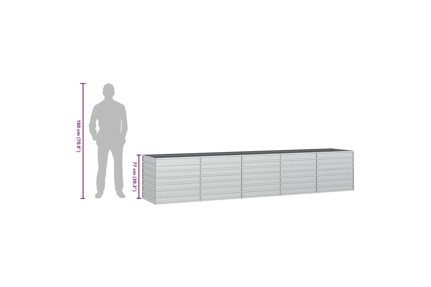 Vidaxl Garden Raised Bed 400x80x77 Cm Galvanized Steel Silver-7