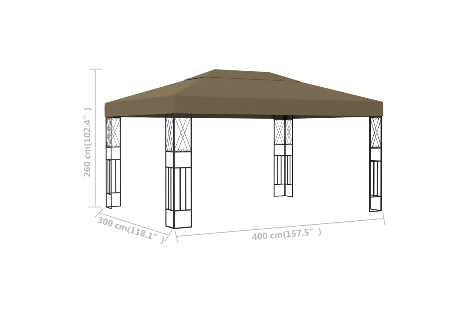 Vidaxl 312270 Gazebo 3x4 M Taupe Fabric-6