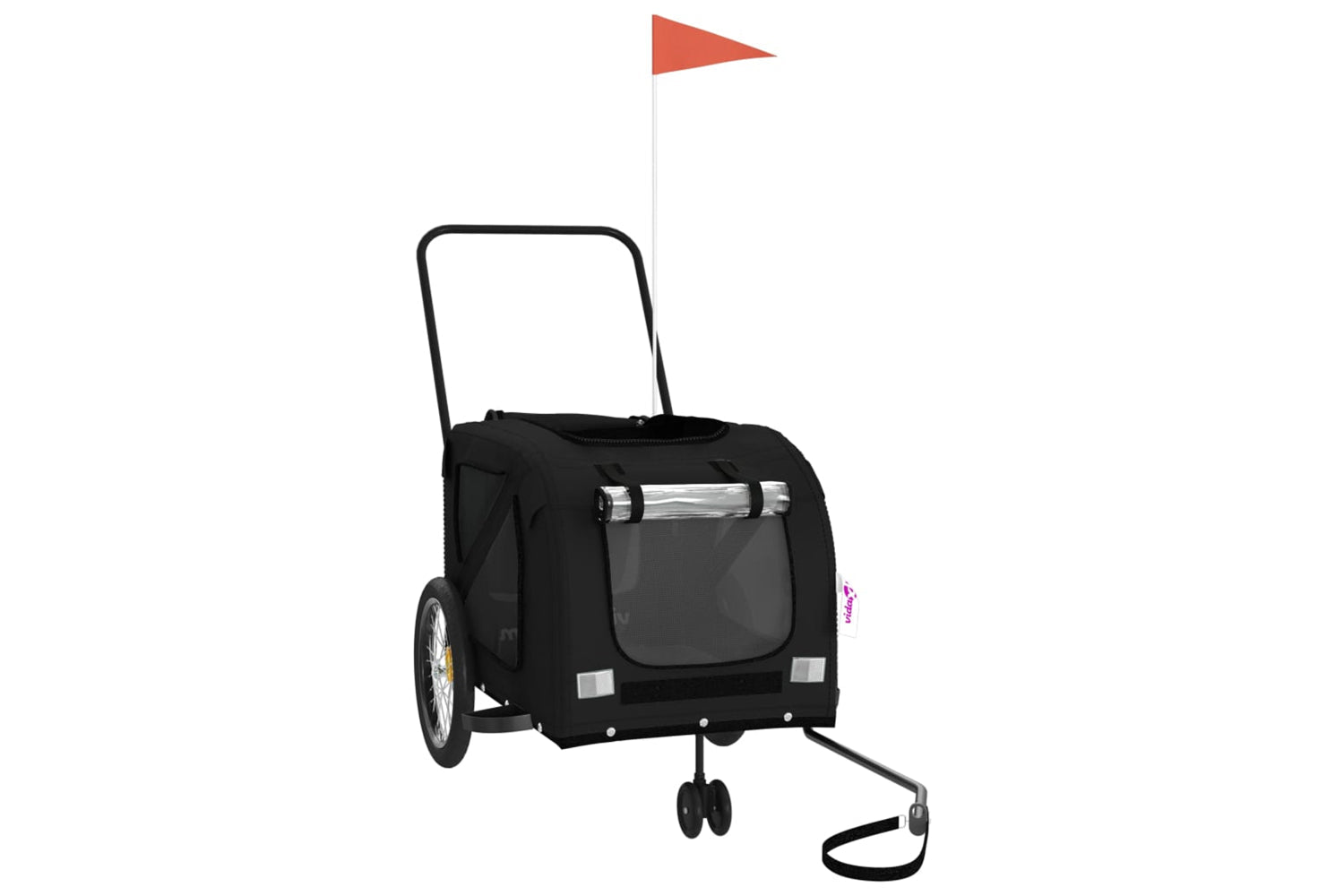 Vidaxl 93905 Pet Bike Trailer Black Oxford Fabric And Iron-2