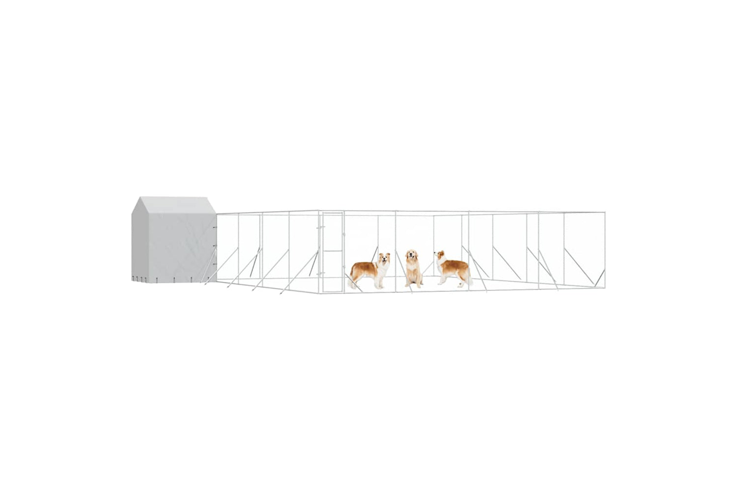 Vidaxl 3190481 Outdoor Dog Kennel With Roof Silver 10x10x2.5 M Galvanised Steel-2